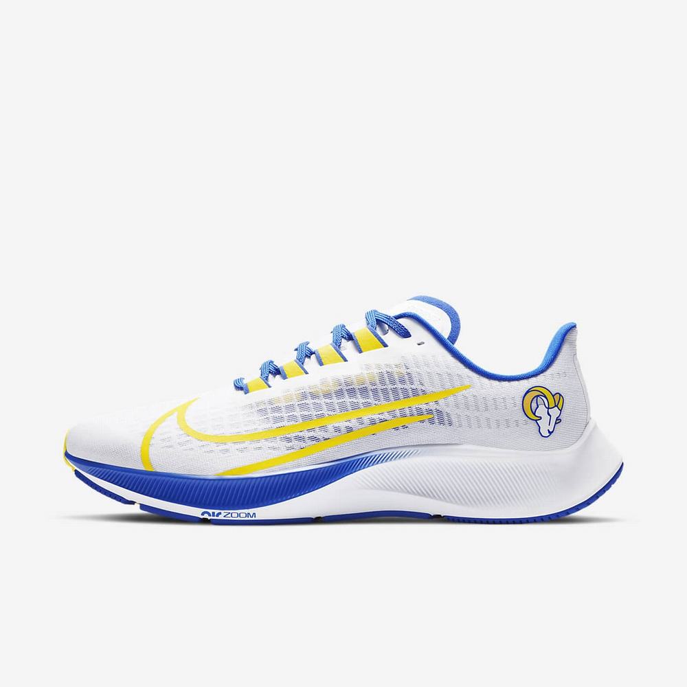 Chaussure De Running Nike Air Zoom Pegasus 37 (Los Angeles Rams) Blanche 7813-260 White/Pure Platinum/Hyper Royal/Midwest Gold Homme | REE-58725748